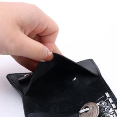 Leather Car Key Case Holder Organizer Pouch Split Key Wallet Bag