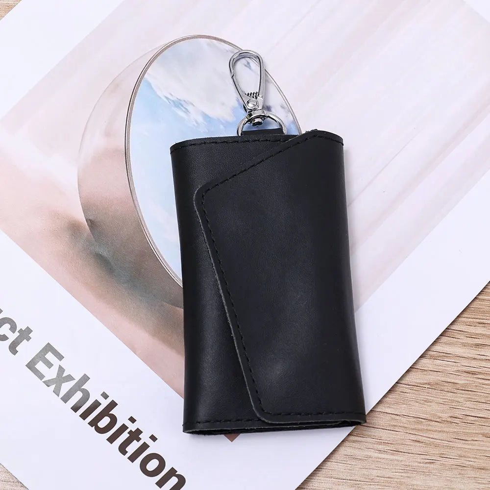 Leather Car Key Case Holder Organizer Pouch Split Key Wallet Bag