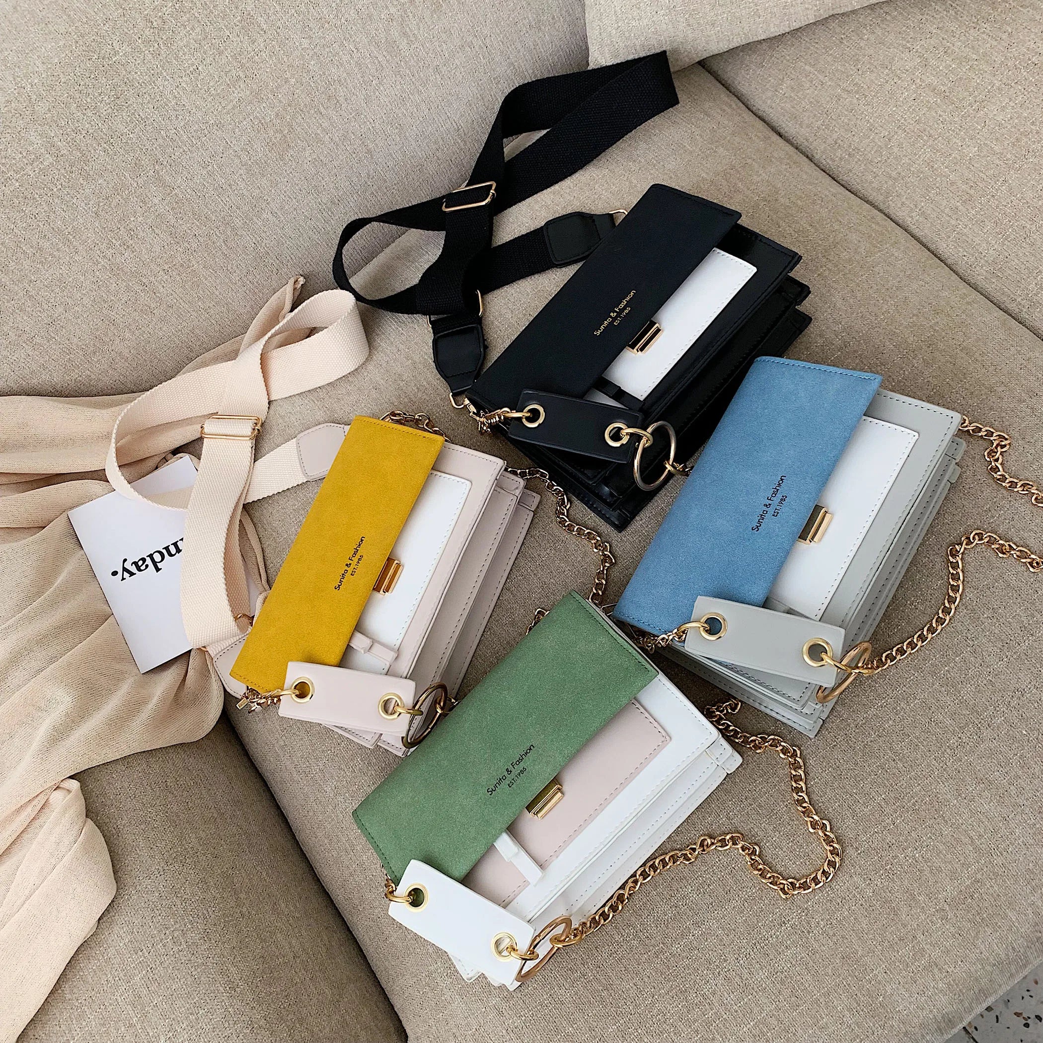Women's Leather Crossbody Bag Chain Shoulder Purse Handbag