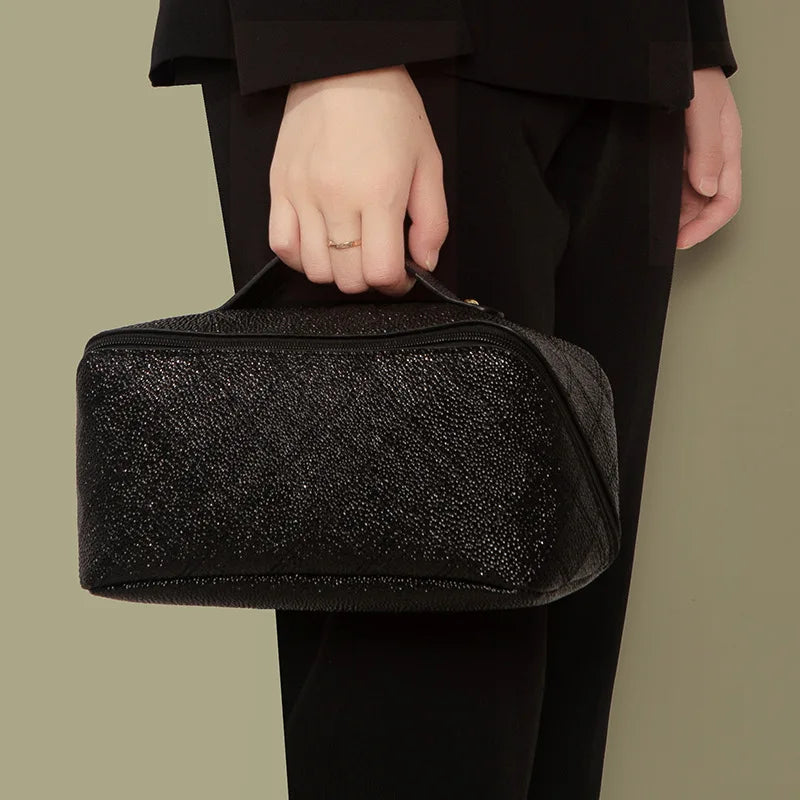 Leather Cosmetic Bag Portable Travel Cosmetic Storage Bag