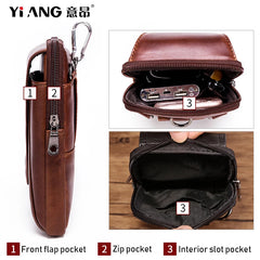 Leather Cowhide Men Waist Pack Mini Shoulder Crossbody Fanny Pack