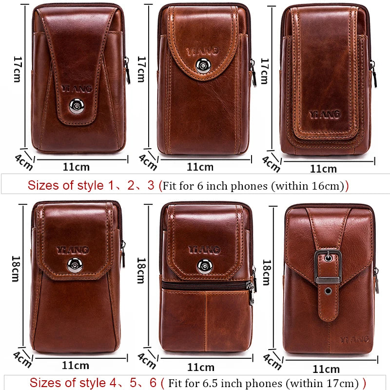 Leather Cowhide Men Waist Pack Mini Shoulder Crossbody Fanny Pack