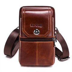 Leather Cowhide Men Waist Pack Mini Shoulder Crossbody Fanny Pack
