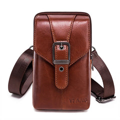 Leather Cowhide Men Waist Pack Mini Shoulder Crossbody Fanny Pack