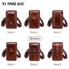 Leather Cowhide Men Waist Pack Mini Shoulder Crossbody Fanny Pack