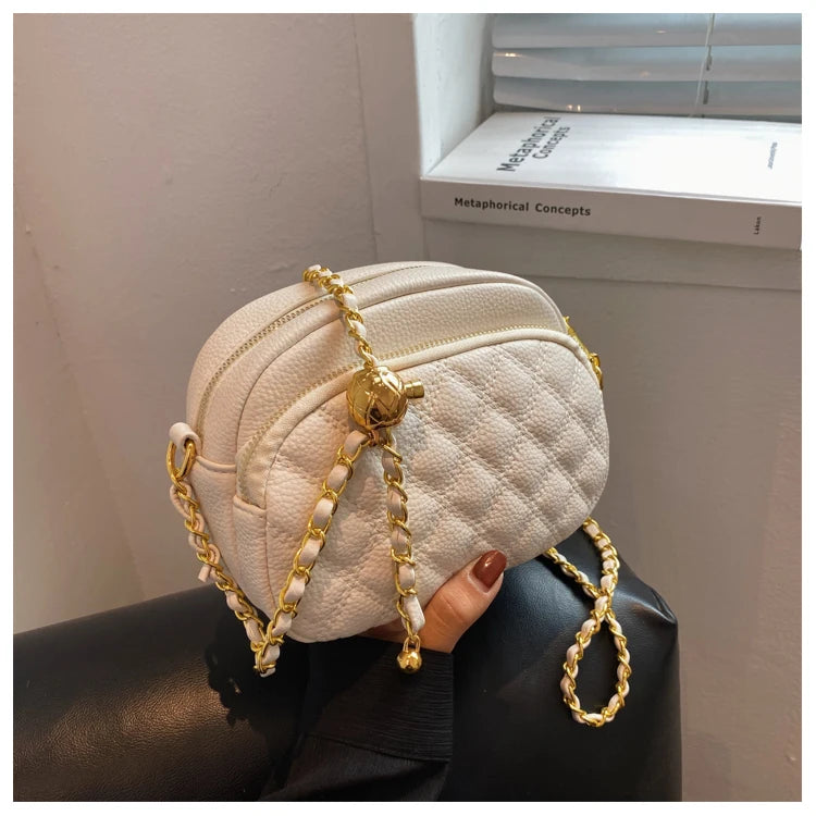 Rhombic Embroidery Crossbody Bag Women Chain Shoulder Handbag