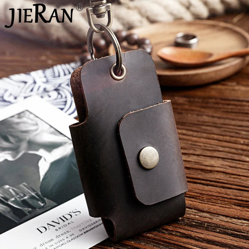 Leather Key Holder DIY Car Key Wallet Keychain Key Organizer Unisex Solid Folder