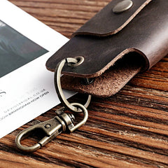 Leather Key Holder DIY Car Key Wallet Keychain Key Organizer Unisex Solid Folder