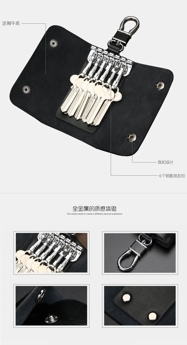 Leather Key Wallets Women Men Key Holder Rivets keychain pouch