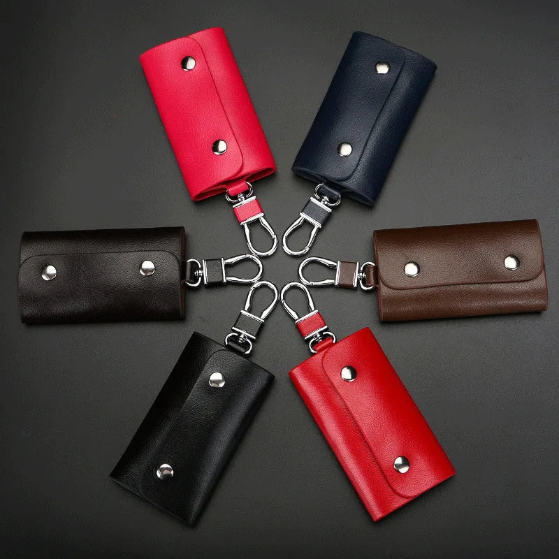 Leather Key Wallets Women Men Key Holder Rivets keychain pouch