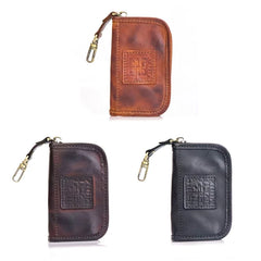 Leather Keychain Men Mini Key Holder Organizer Pouch Split Car Key Wallet