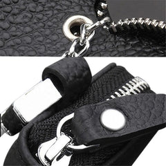 Leather Keychain Holder Pouch Split Car Key Bag Wallet Organizer