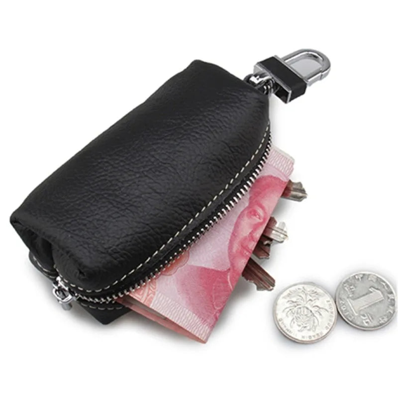 Leather Key Holder Organizer Housekeeper Keychain Bag Keys Case Pouch