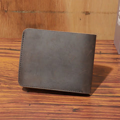 Vintage Leather Men Wallet Short Money Clips Engraving Purse