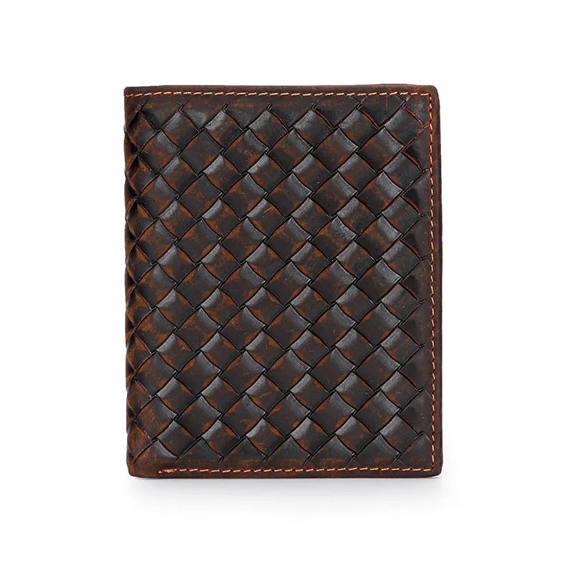 Woven Leather Clutch Bag Long Wallet