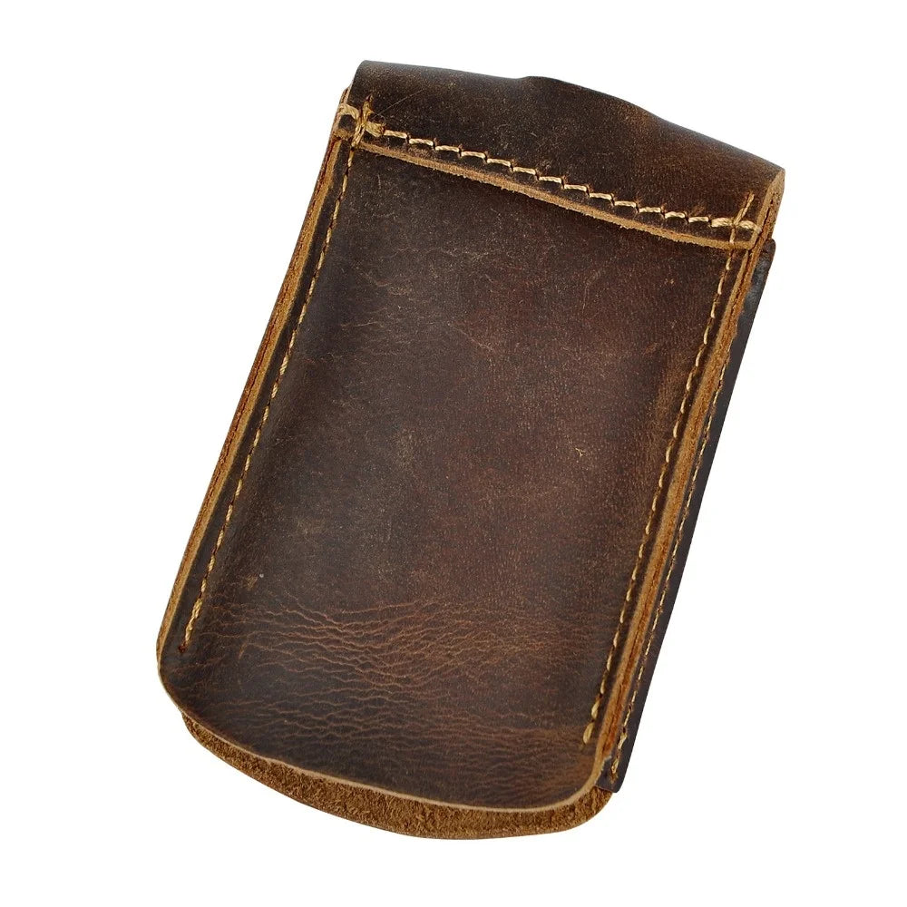 Men's Leather Car Remote Control Case with Key Ring