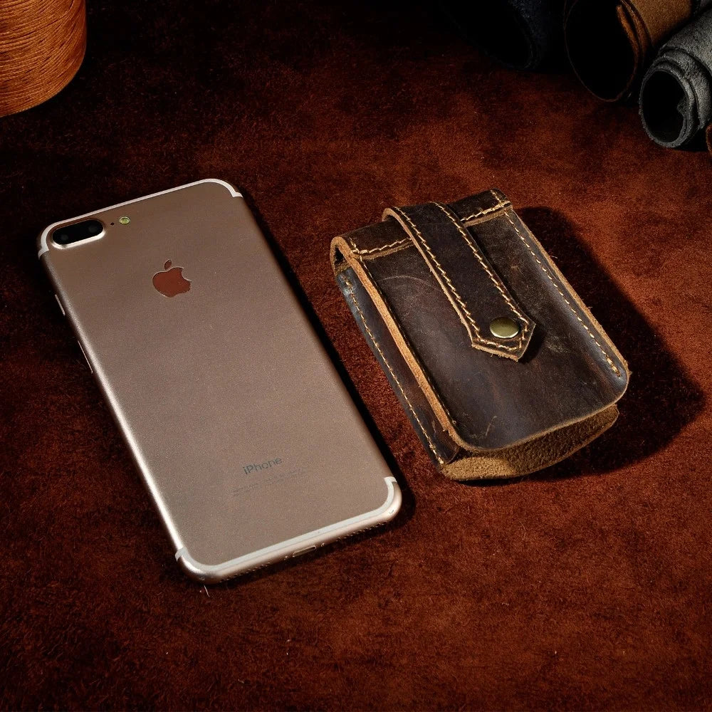 Men's Leather Car Remote Control Case with Key Ring