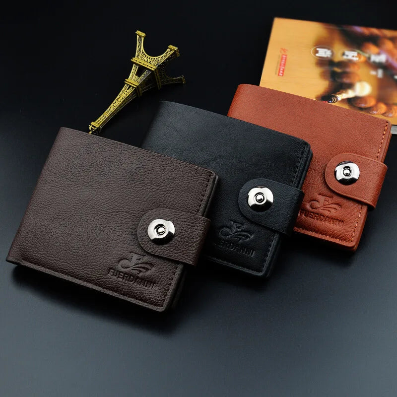 Men's Leather Wallet with Magnetic Buckle