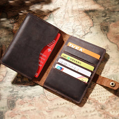 Vintage Leather Passport Holder for Men, Business Travel Wallet