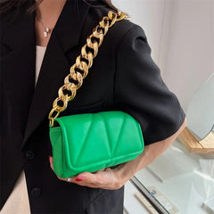Vintage Leather Shoulder Bag Woman Chain Small Handbag