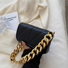Vintage Leather Shoulder Bag Woman Chain Small Handbag