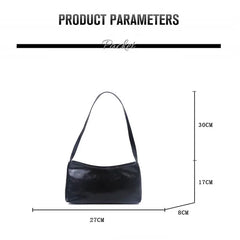 Vintage Leather Shoulder Bag for Women Solid Zipper Purse Small Tote