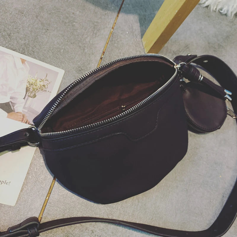Leather Solid Chest Waist Bag For Women Shoulder Messenger Handbags