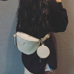 Leather Solid Chest Waist Bag For Women Shoulder Messenger Handbags