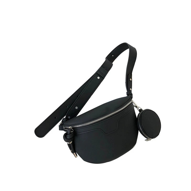 Leather Solid Chest Waist Bag For Women Shoulder Messenger Handbags