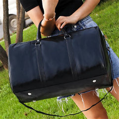 Large Leather Travel Bag Duffle Zipper Pu Shoulder Bag