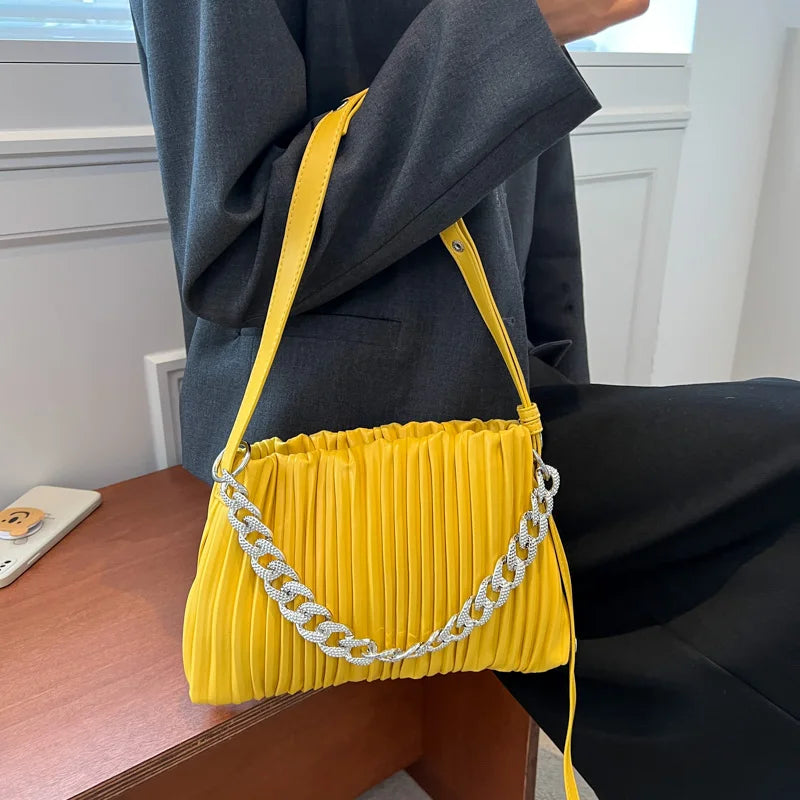 Vintage Leather Handbag Chain Crossbody Pouch Bag