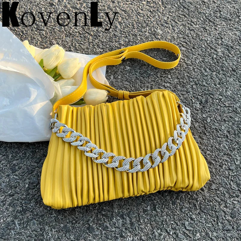 Vintage Leather Handbag Chain Crossbody Pouch Bag