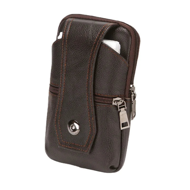 Leather Waist Bag Brown Crossbody Mobile Phone Bum Pouch