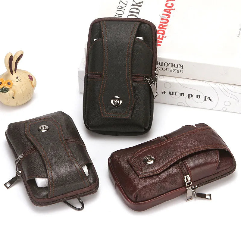 Leather Waist Bag Brown Crossbody Mobile Phone Bum Pouch