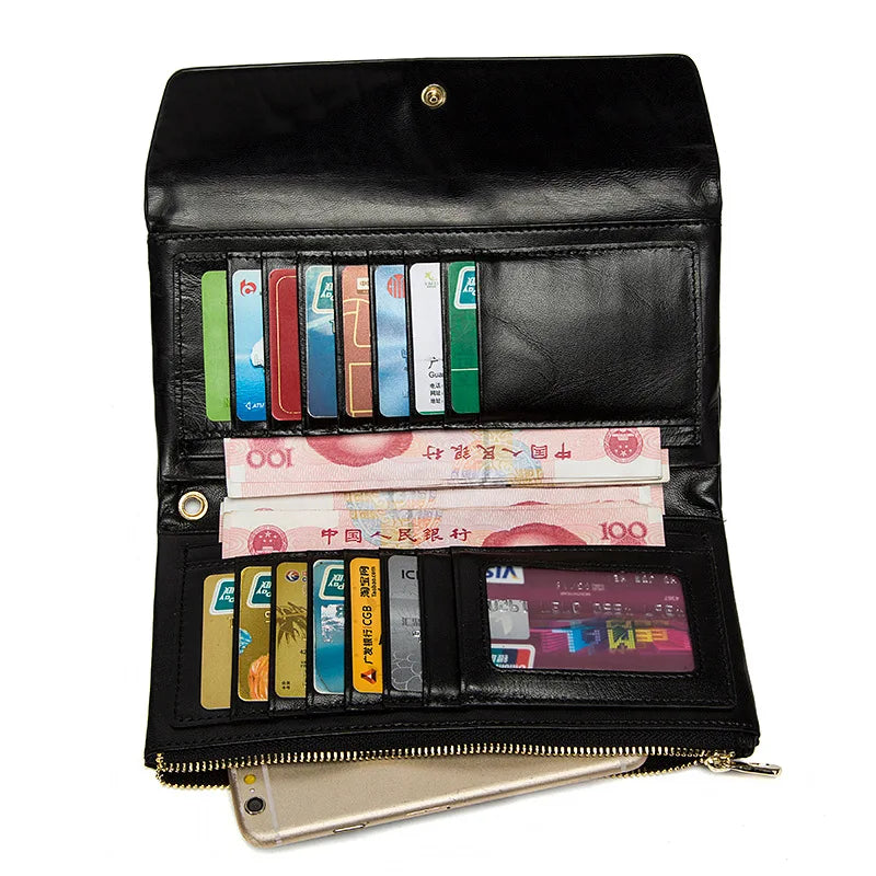 Neutral Style Sheepskin Wallet Leather Wallet