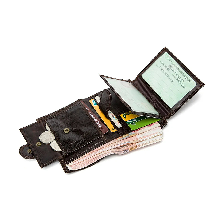 Short Style Men's Cowhide Wallet Retro Leisure