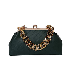 Leather Weave Handbag With Chain Handle Dumpling Bag Crossbody Bag