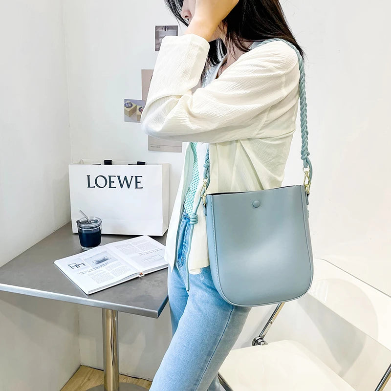 Leather Woven Shoulder Strap Shoulder Bag