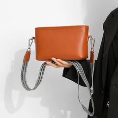 Leather Women's Wide Strap Shoulder Bag Soft Cowhide Totes