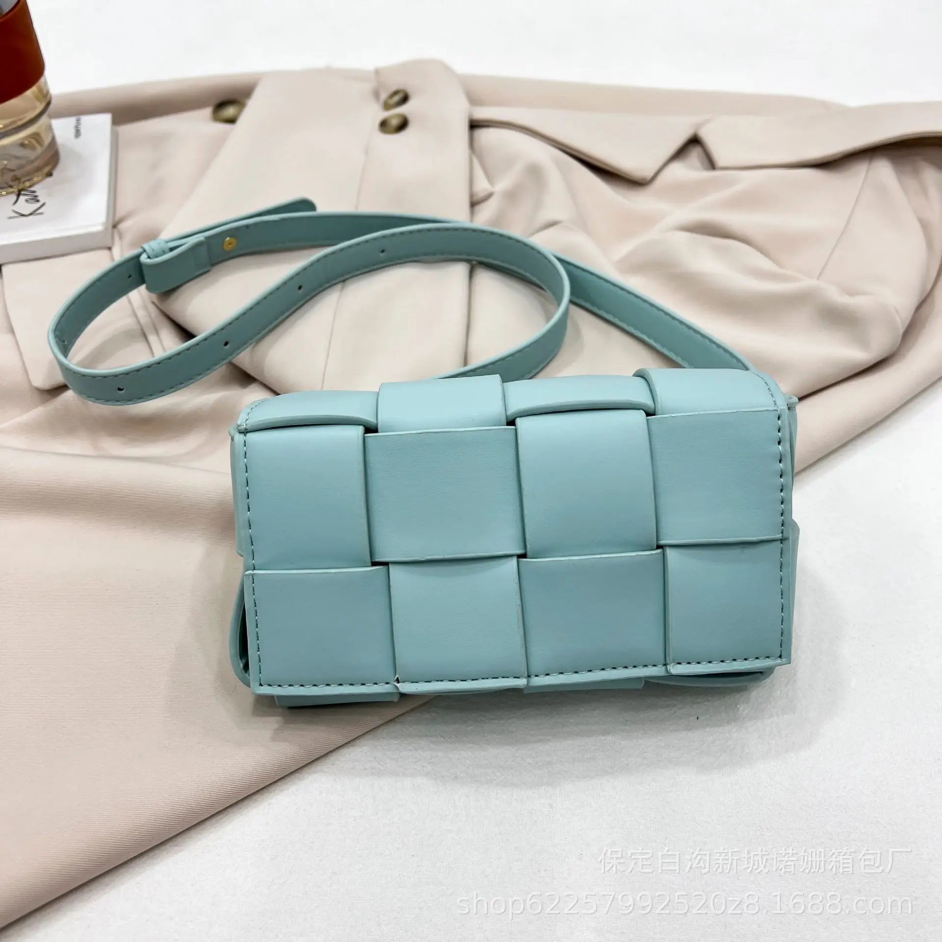 Leather Woven Small Waist Bags For Women