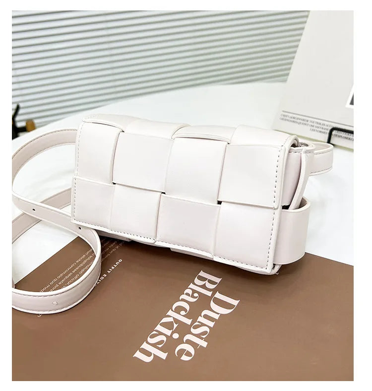 Leather Woven Small Waist Bags For Women