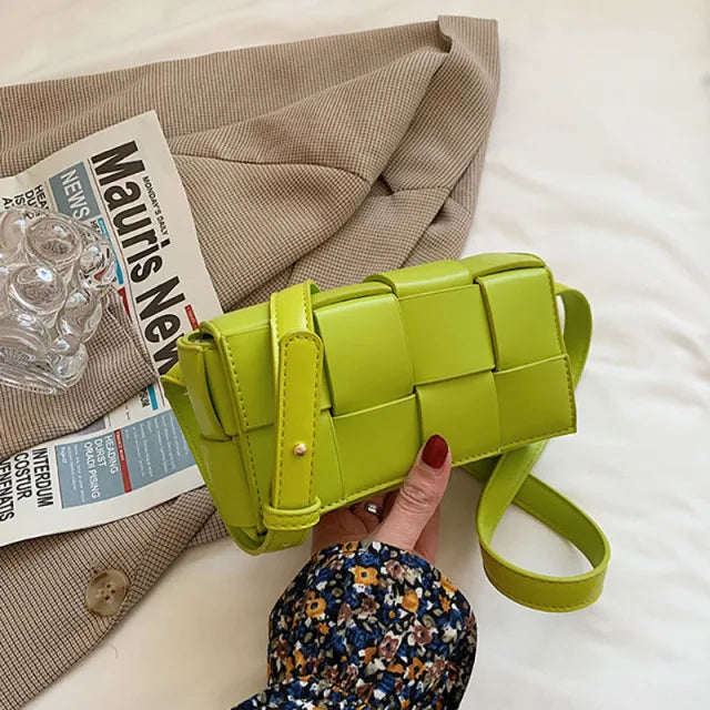 Leather Woven Small Waist Bag For Women