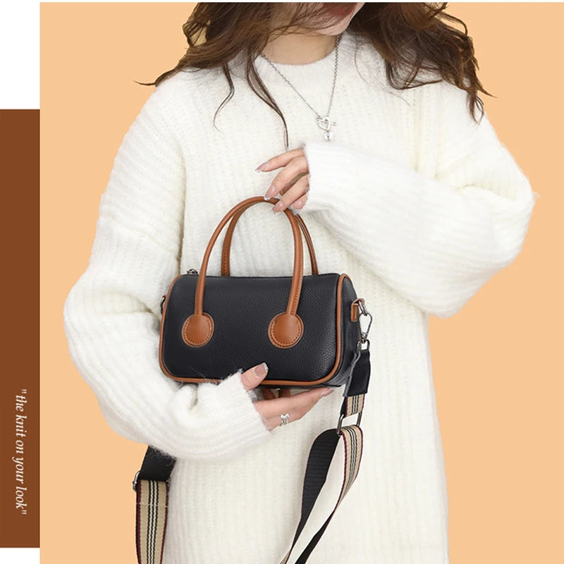 Women's Retro Cowhide Shoulder Bag, Niche Messenger Bag