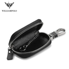 Men's Leather Car Key Bag Zipper Layer Waist Key Bag