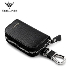 Men's Leather Car Key Bag Zipper Layer Waist Key Bag