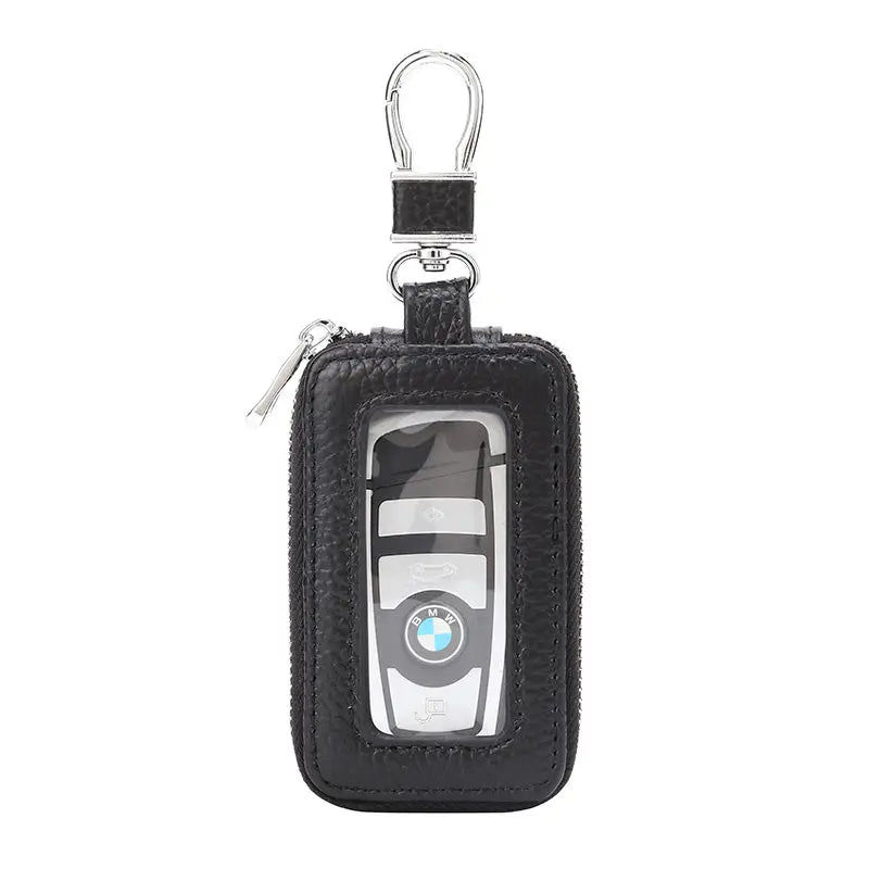 Universal Leather Car Key Case Keychain Wallet Storage Bag