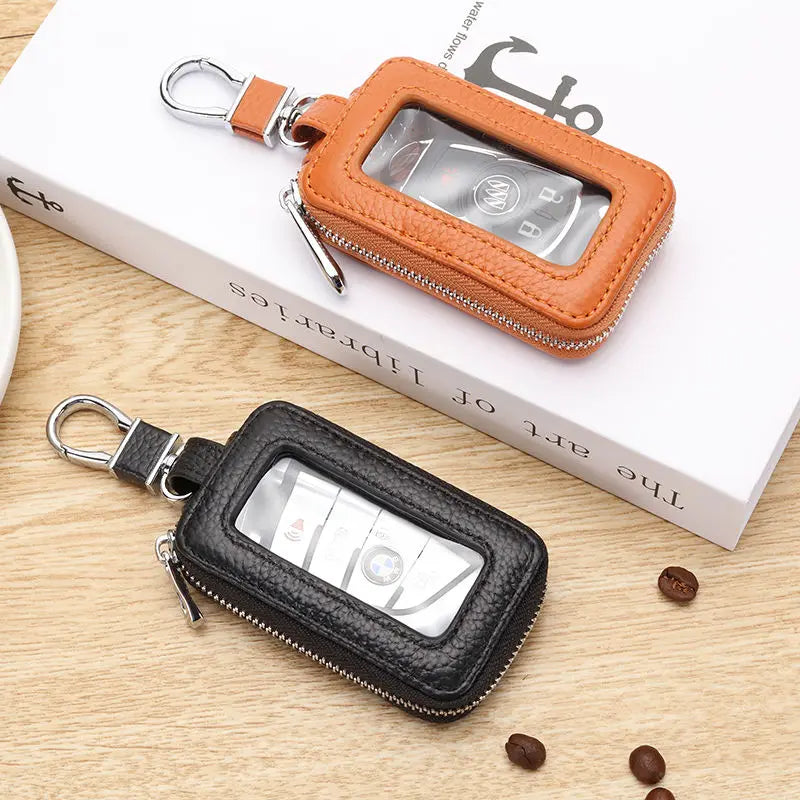 Universal Leather Car Key Case Keychain Wallet Storage Bag