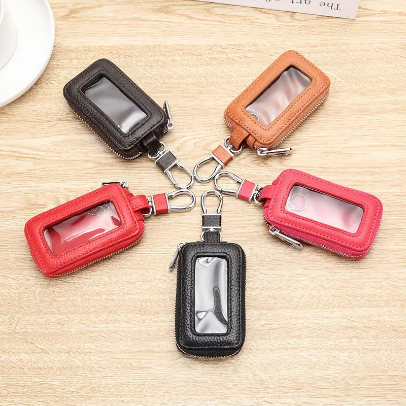 Universal Leather Car Key Case Keychain Wallet Storage Bag