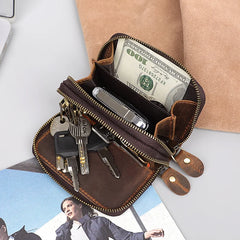 Leather Key Bag Crazy Horse Leather Car Key Handbag Wallet