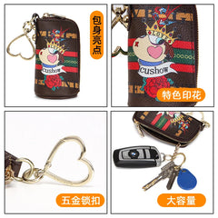 Leather Key Case Small Zipper Key Ring